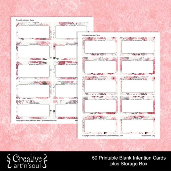Printable Intention Cards - Pink Flowers