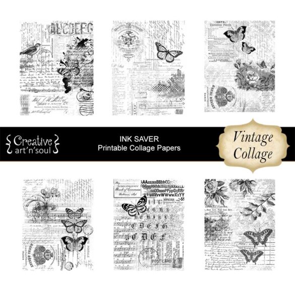 Printable Junk Journal Papers, Ink Saver Collage - CreativeArtnSoul