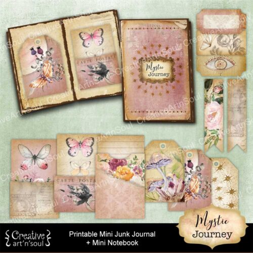 Mini Journal Back Printable Printable Mini Junk Journals, Mystic Journey - CreativeArtnSoul
