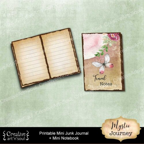 Mini Journal Back Printable Printable Mini Junk Journals, Mystic Journey - CreativeArtnSoul