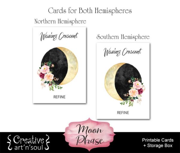 Moon Phase Printable Cards with Journaling Prompts