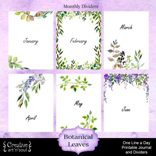 Printable One Line a Day Journal and Dividers