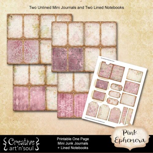 One Page Printable Mini Journal, Pink Ephemera - Creative ArtnSoul