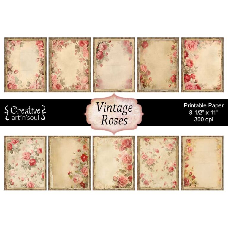 Layered Vintage Roses Printable Paper - Creative ArtnSoul