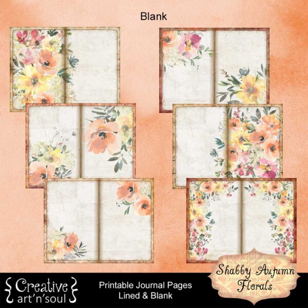 Shabby Autumn Florals Printable Journal Pages