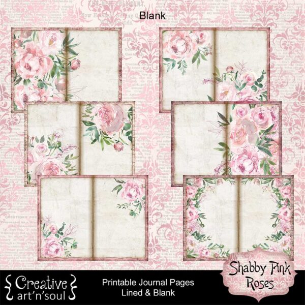 Shabby Pink Roses Printable Journal Pages