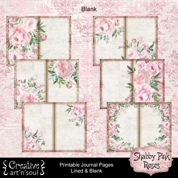 Shabby Pink Roses Printable Journal Pages