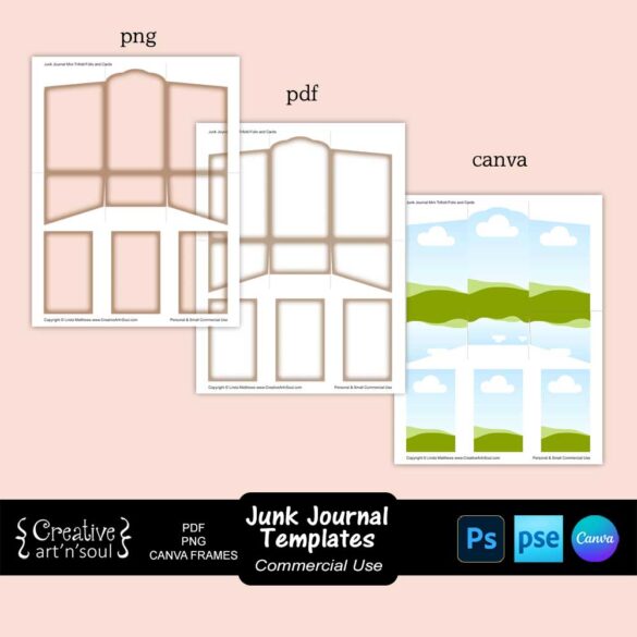 Junk Journal Templates, Mini Trifold Folio with Cards - CreativeArtnSoul