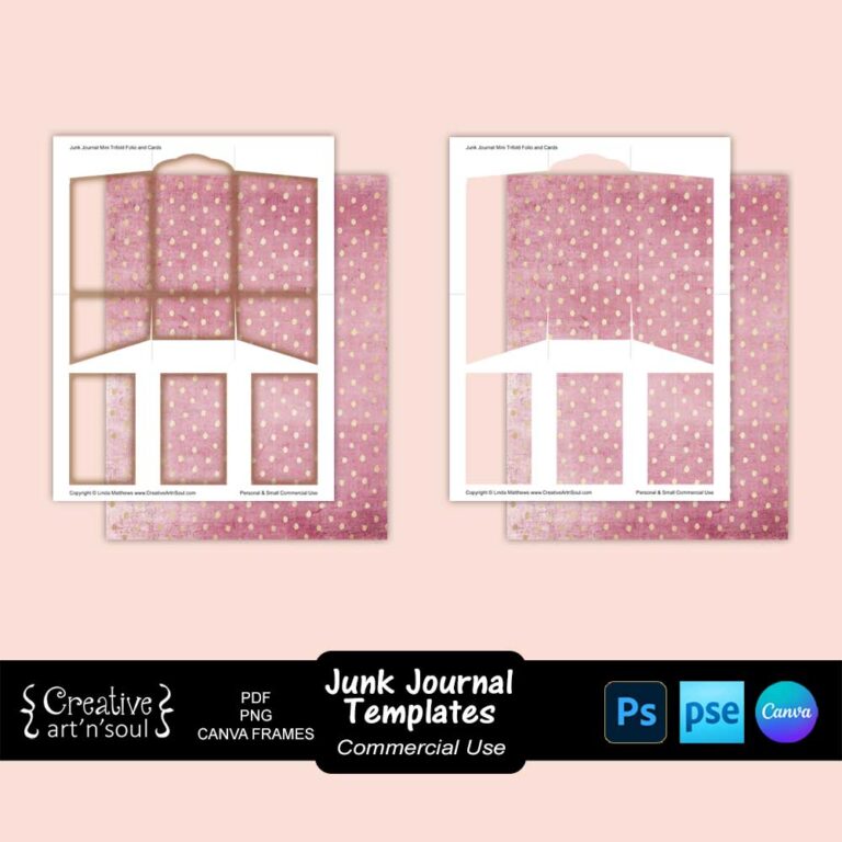 Junk Journal Templates, Mini Trifold Folio with Cards - CreativeArtnSoul