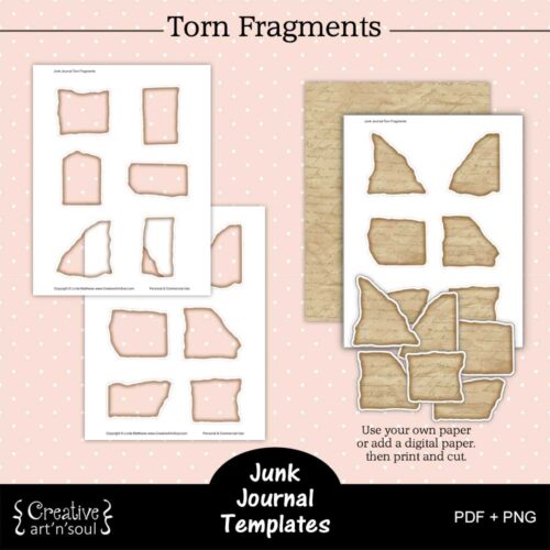 Junk Journal Templates, Torn Fragments
