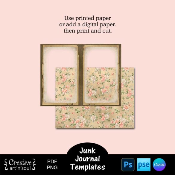 Printable Junk Journal Templates, Page Borders with Layered Torn Edges ...