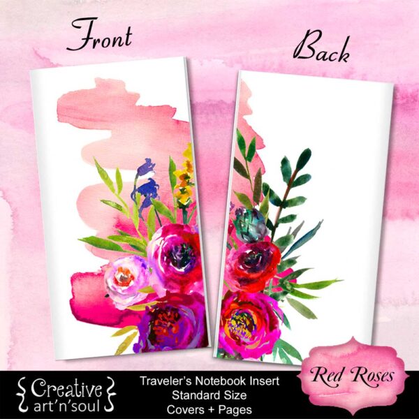 Travelers Notebook Printable Inserts, Red Roses