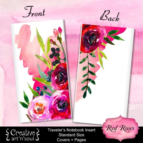 Travelers Notebook Printable Inserts, Red Roses