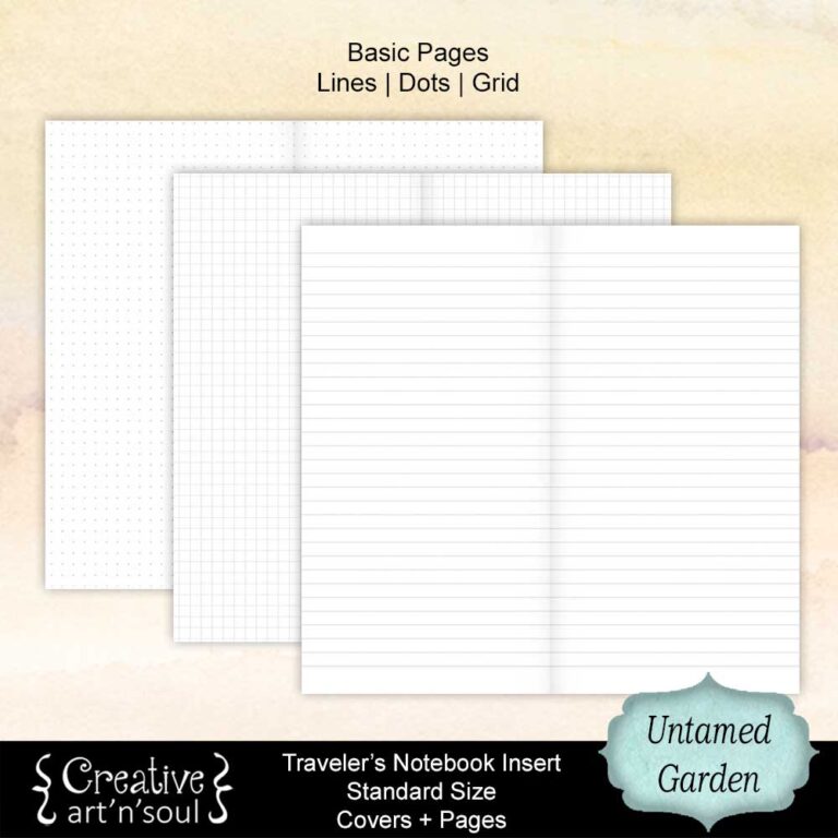 Untamed Garden Printable Travelers Notebook Inserts - Creative ArtnSoul