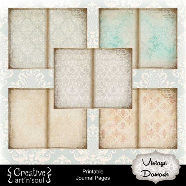 Vintage Damask Printable Journal Pages