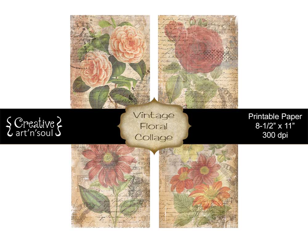 Wildflowers Printable Stationery,Vintage Letter set