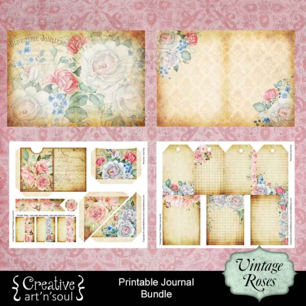 Vintage Roses Printable Junk Journal Bundle