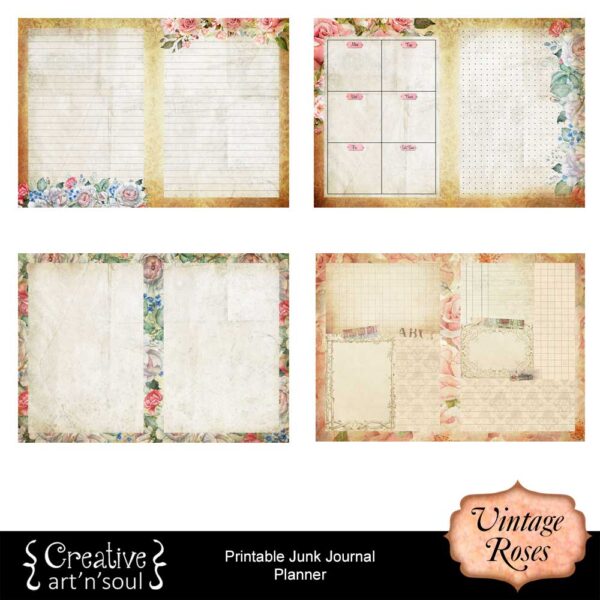 Vintage Roses Printable Junk Journal Planner