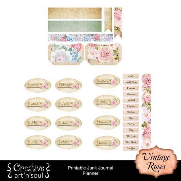 Vintage Roses Printable Junk Journal Planner