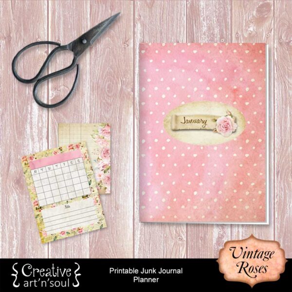 Vintage Roses Printable Junk Journal Planner