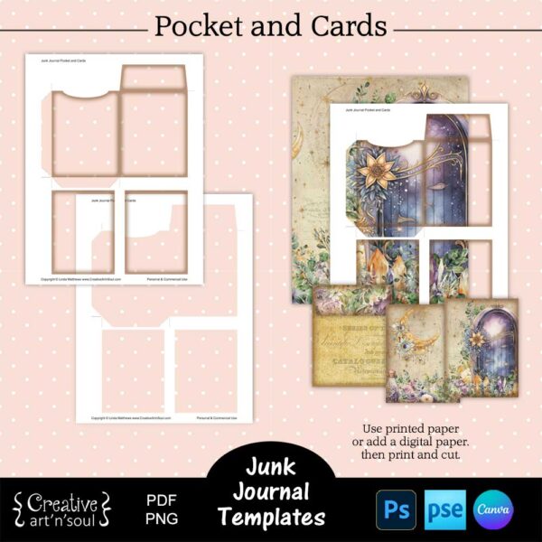 Printable Junk Journal Pocket Templates