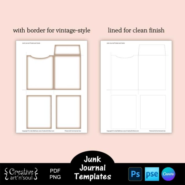 Printable Junk Journal Pocket Templates