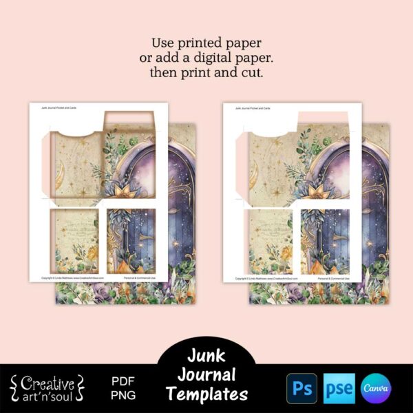 Printable Junk Journal Pocket Templates