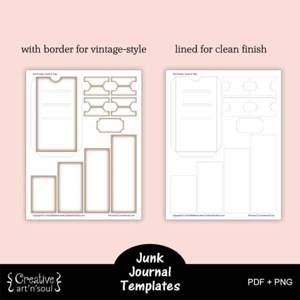 Printable Junk Journal Pocket Templates