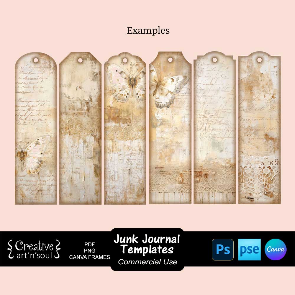 Printable Junk Journal Tag Templates Tall and Skinny