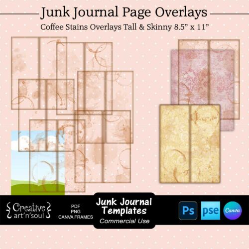 Junk Journal Page Templates Tall & Skinny