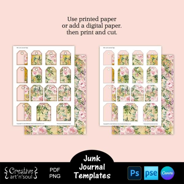 Printable Junk Journal Mini Tags Template