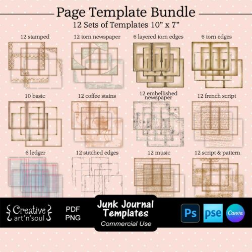 Printable Junk Journal Page Template Bundle