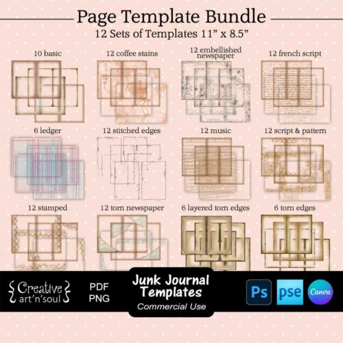 Printable Junk Journal Page Template Bundle