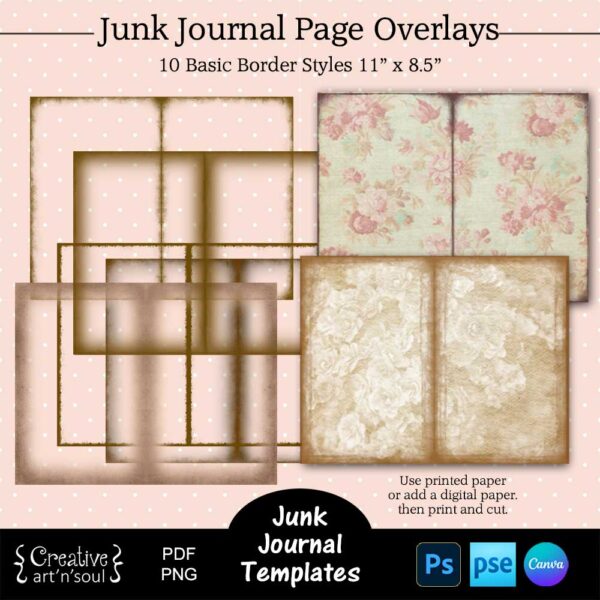 Printable Junk Journal Page Template Bundle
