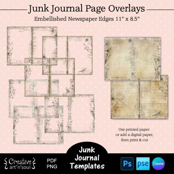 Printable Junk Journal Page Template Bundle