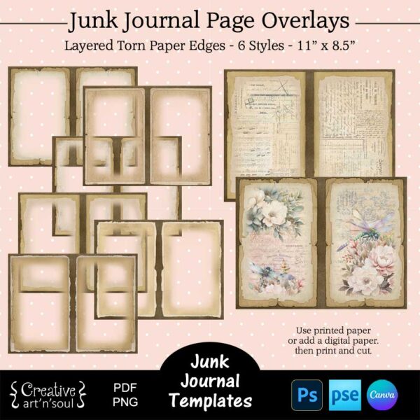 Printable Junk Journal Page Template Bundle