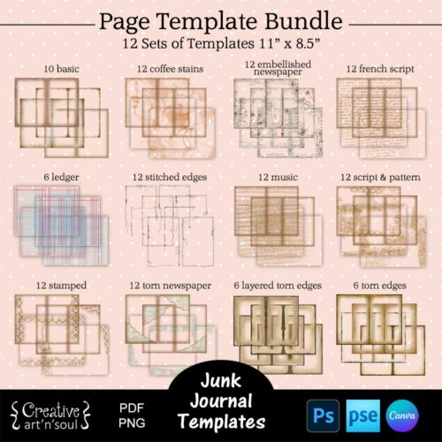 Printable Junk Journal Page Template Bundle