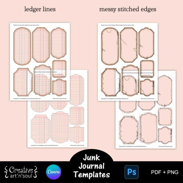 Printable Junk Journal Card Templates Bundle