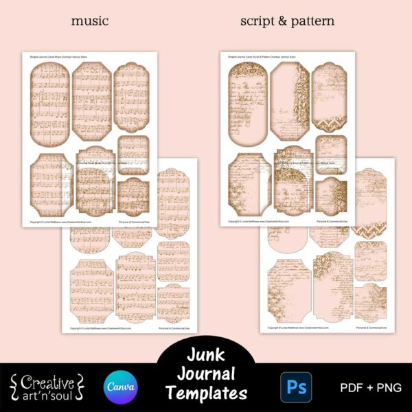 Printable Junk Journal Card Templates Bundle