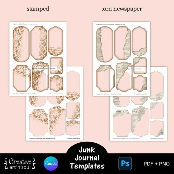 Printable Junk Journal Card Templates Bundle