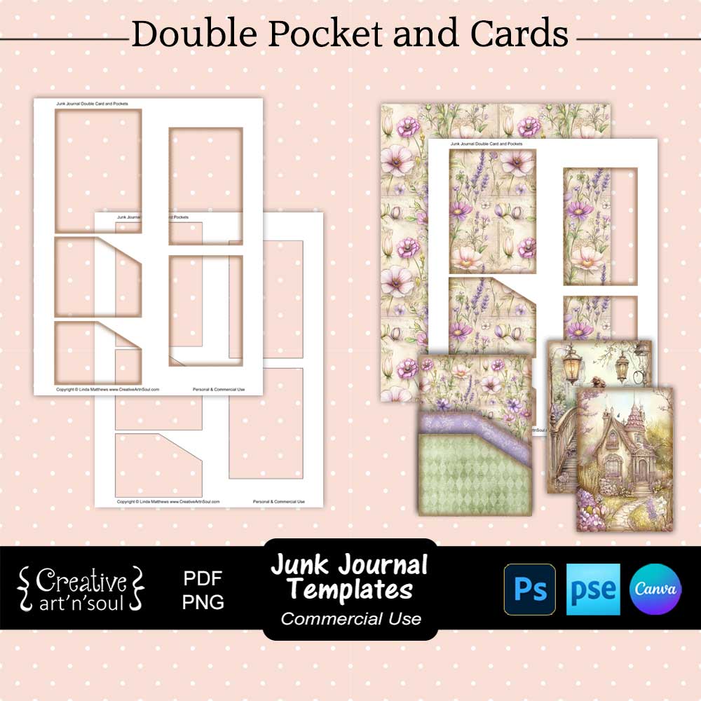 Printable Junk Journal Double Pocket Templates Printable Junk Journal Double Pocket Templates