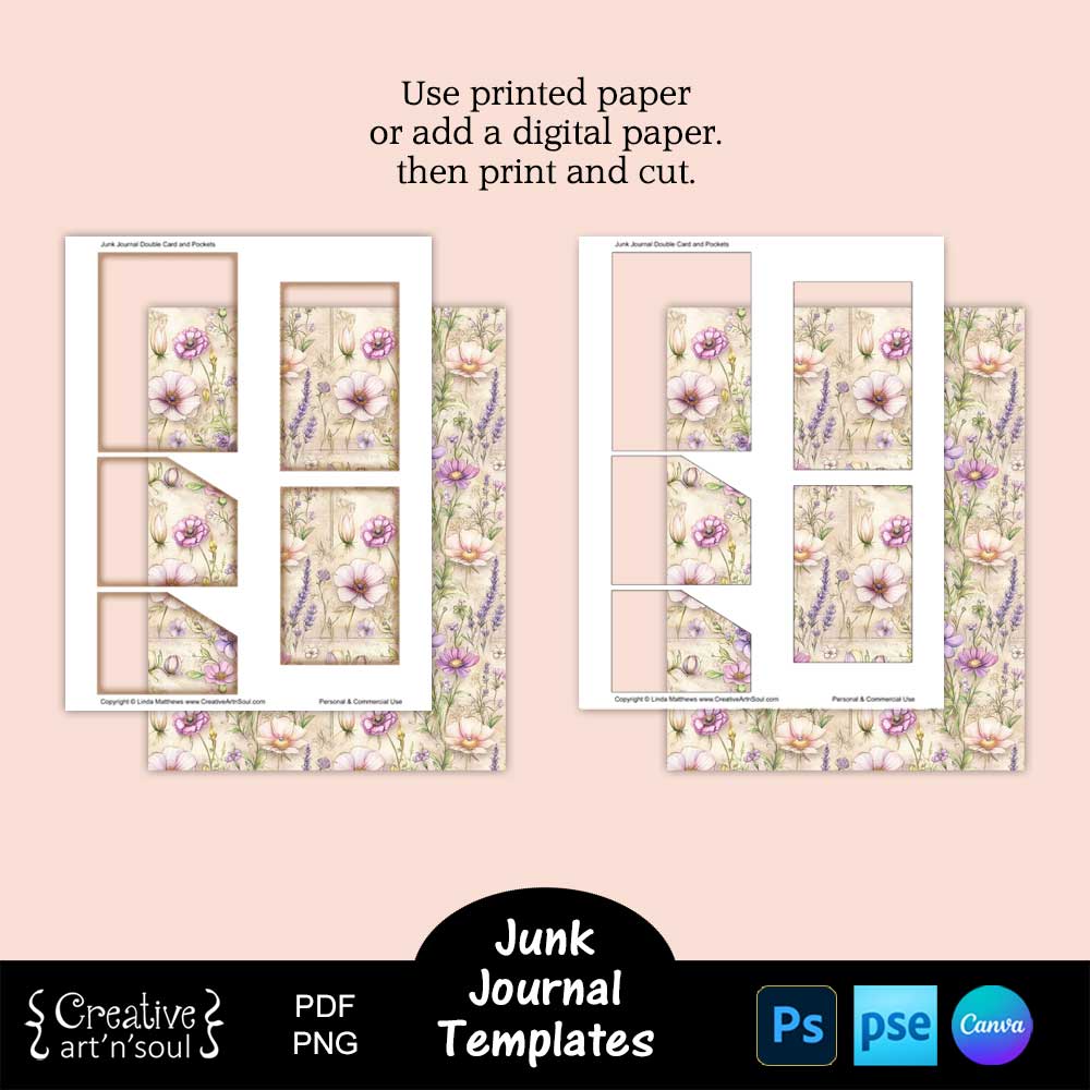 Printable Junk Journal Double Pocket Templates Printable Junk Journal Double Pocket Templates