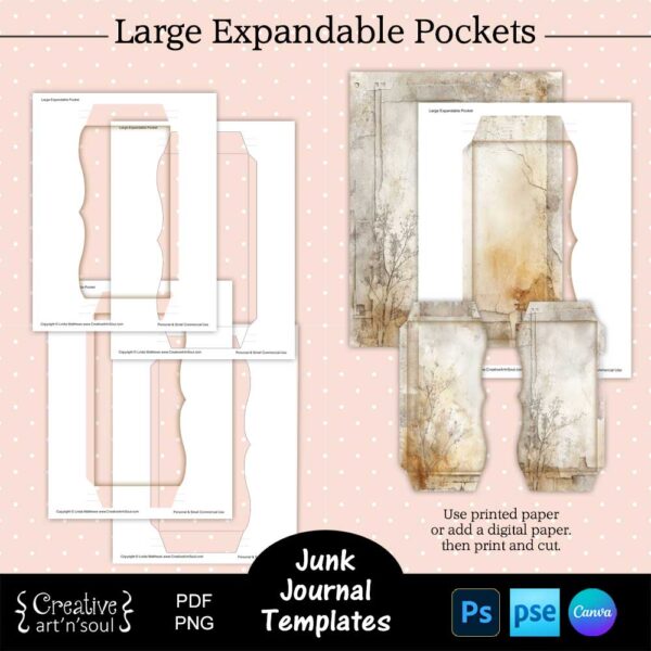 Printable Junk Journal Pocket Templates
