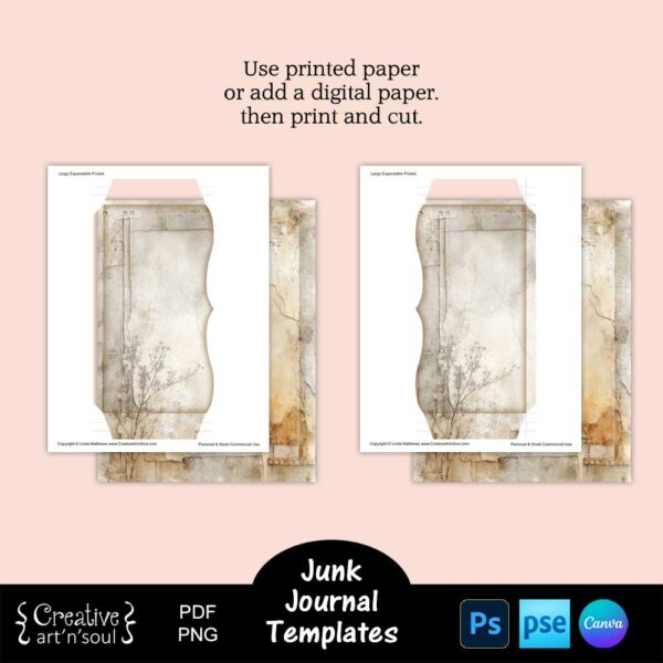 Printable Junk Journal Pocket Templates