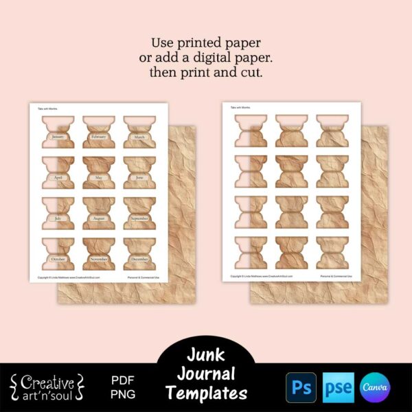 Printable Junk Journal Tab Template