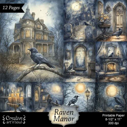 Printable Junk Journal Papers Raven Manor