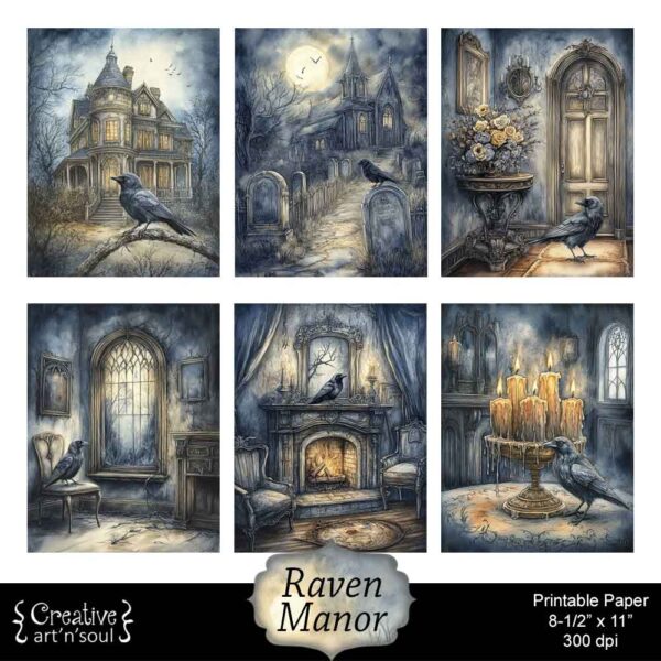 Printable Junk Journal Papers Raven Manor