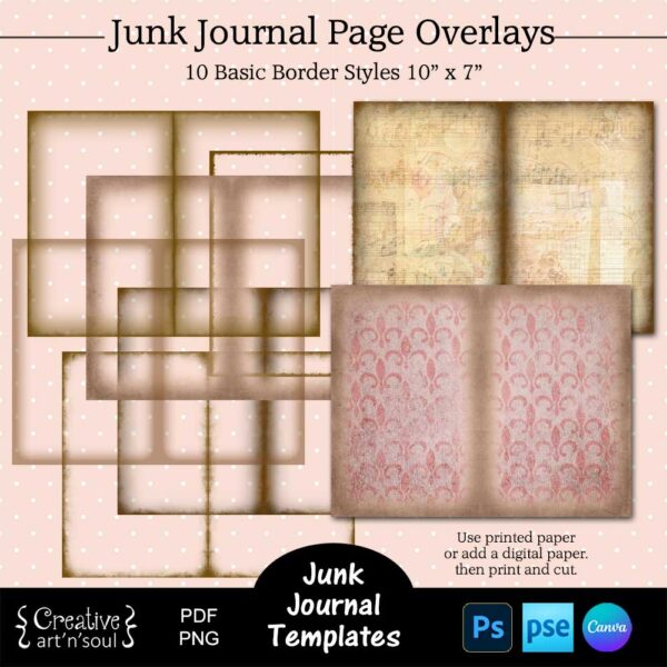 Printable Junk Journal Page Template Bundle