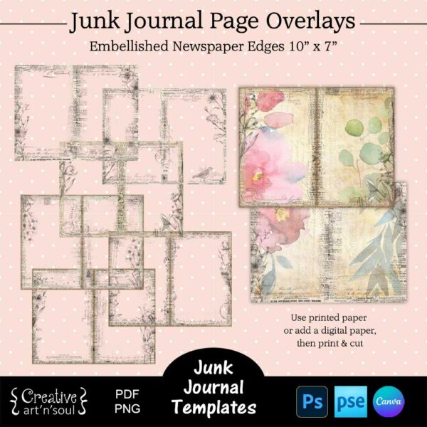 Printable Junk Journal Page Template Bundle