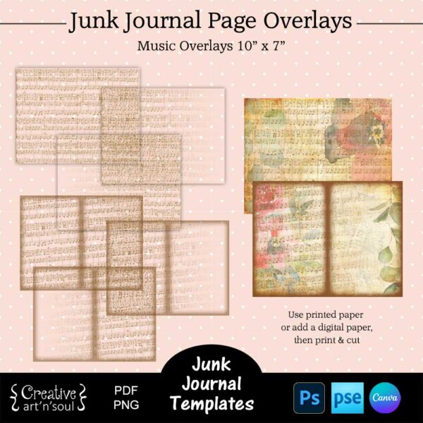 Printable Junk Journal Page Template Bundle
